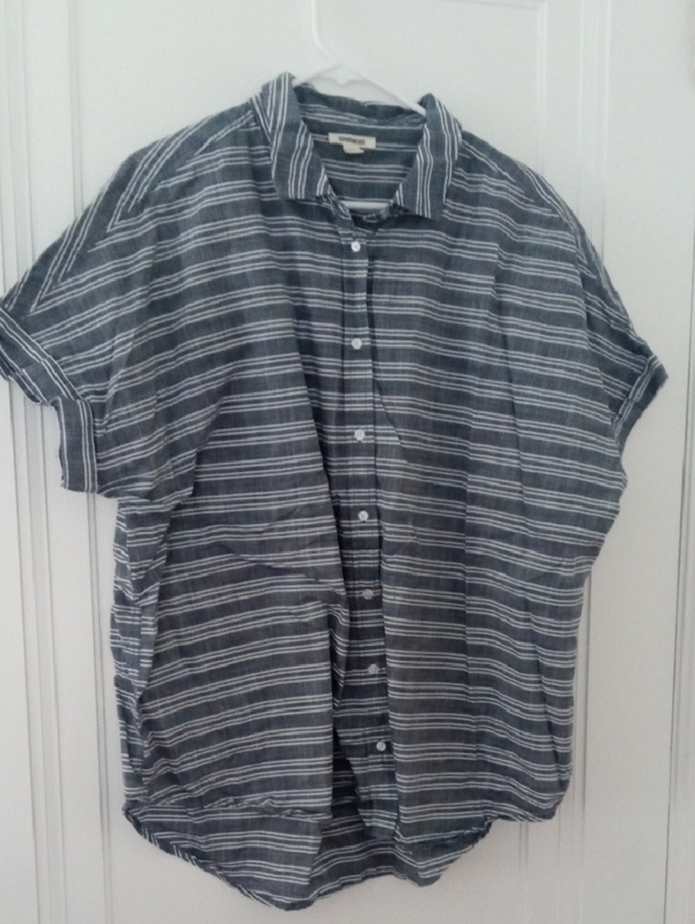 WOMEN xxl gray white striped short sleeve top